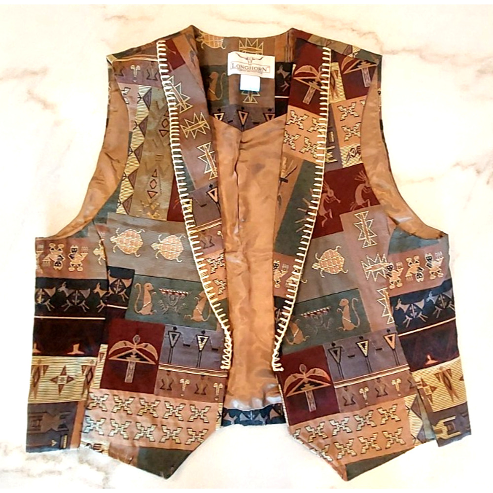Vintage Longhorn Niver Western Wear Tapestry Vest Women’s Size‎ X-Large